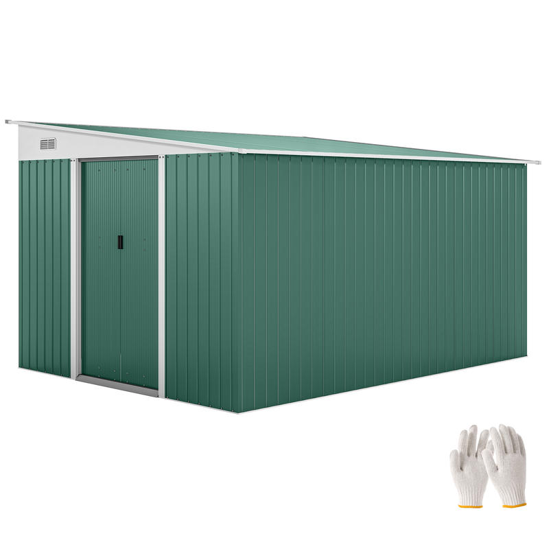 Metalen Tuinkast – Tuinschuur – Gereedschapskast – Opbergkast – Fietsenstalling – Dubbele Deuren – Stevig Verzinkt Staal – Grote Afmetingen 2,8x3,45x2,01 m
