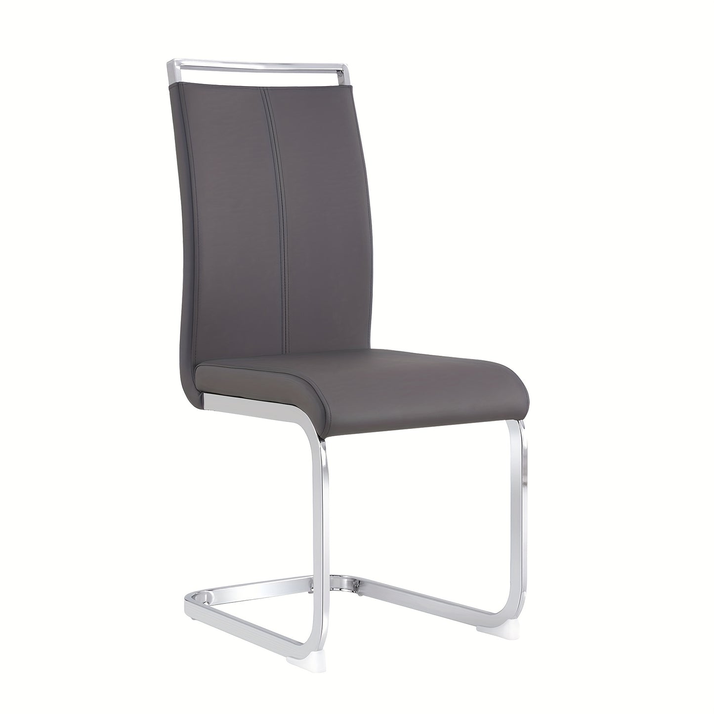 Cantilever Chair, Chrome-plated Metal Frame, Load Capacity Up to 120kg, Upholstered with Faux Leather Cover, Gray (set Of 4), Highcapacity Chair, Commercial Seating, Minimalist Chair, Sleek Furniture, Reinforced Seating, Cant