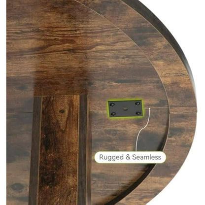 Eettafel – Ronde Tafel – Keukentafel – Eetkamertafel – Tafel – Compact Ontwerp – Opbergruimte Onderblad – Krasbestendig – Stevige Houtlook – 100 cm – Bruin Rustiek