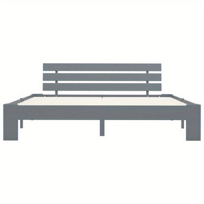 Bedframe – Massief Houten Bed – Grenen Bed – Tweepersoonsbed – Slaapbank – 180x200 cm – Massief Grenenhout – Tijdloos Grijs