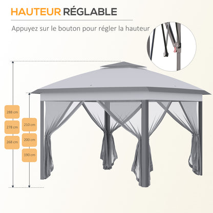 Pergola – Tuinkamer – Tuinoverkapping – Partytent – Vouwtent – 3,3 x 3,3 m – Dubbel dak met ventilatie – Inclusief 4 Afneembare Insectennetten