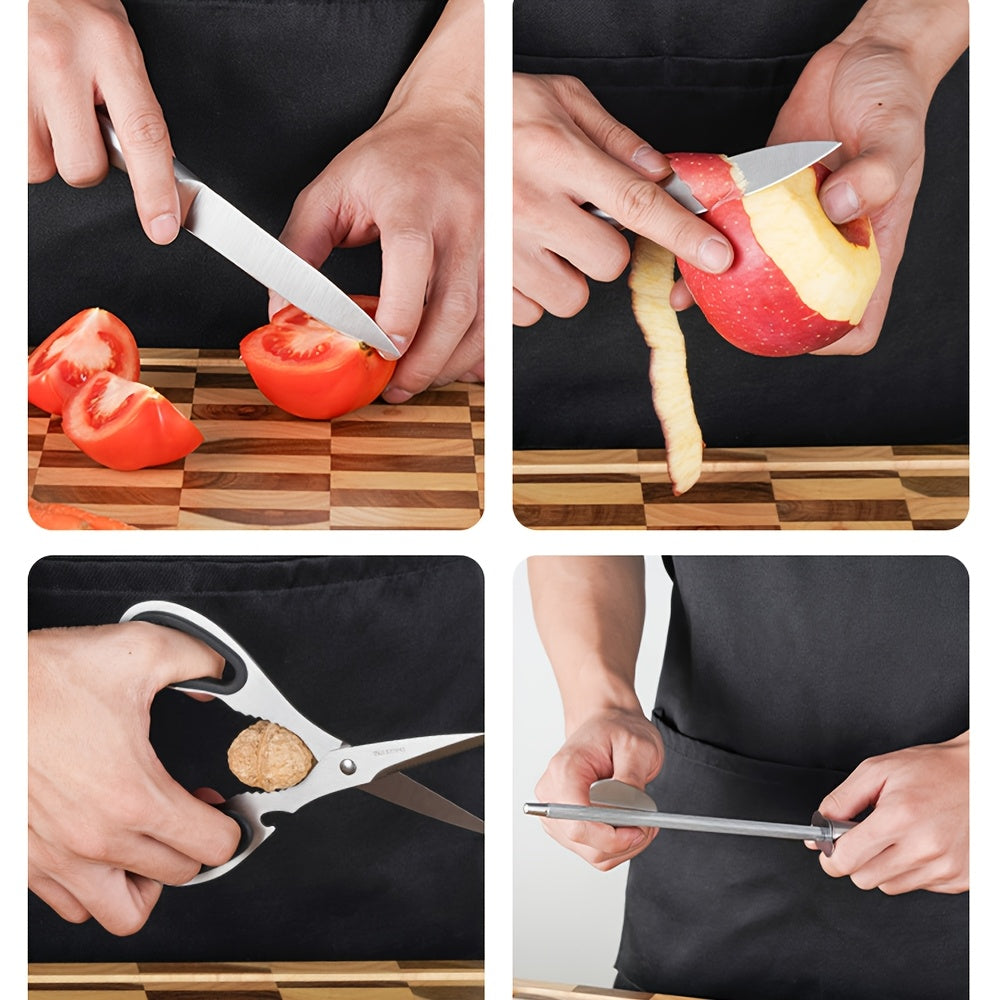 Keukenset Messen – Koksmes Set – Vleesmes – Broodmes – Schilmes – Roestvrij Staal 430 – 8-delig – Extra Scherp – Ergonomische Handgreep