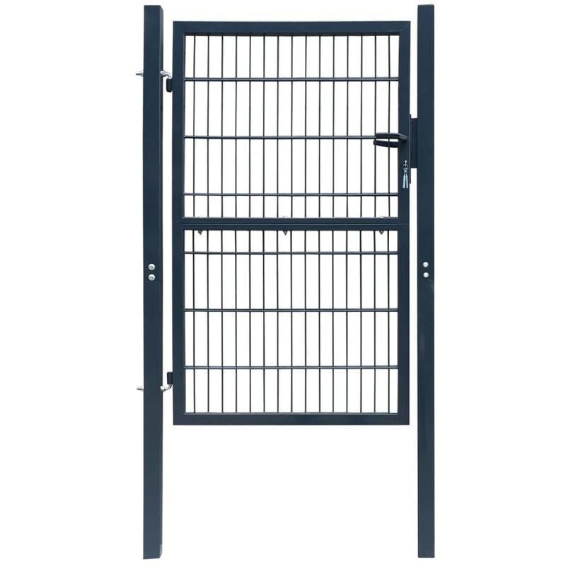 Stalen Poort – Tuinpoort – Terraspoort – Buitenpoort – Beveiligingshek – Weerbestendig Ontwerp – 104x244 cm – Vergrendelbaar Slot