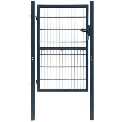 Stalen Poort – Tuinpoort – Terraspoort – Buitenpoort – Beveiligingshek – Weerbestendig Ontwerp – 104x244 cm – Vergrendelbaar Slot