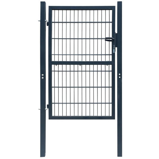 Stalen Poort – Tuinpoort – Terraspoort – Buitenpoort – Beveiligingshek – Weerbestendig Ontwerp – 104x244 cm – Vergrendelbaar Slot