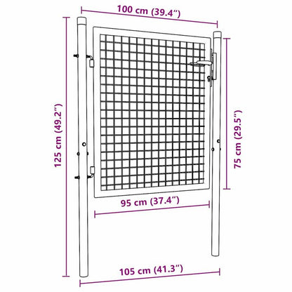 Solid Fence gate steel 100 x 75cm green, Garden Fencing, Outdoor Gate, Modern Fencing, Minimalist Gate, Longlasting Gate, Rustresistant Gate, Metal Fence, Gate Post