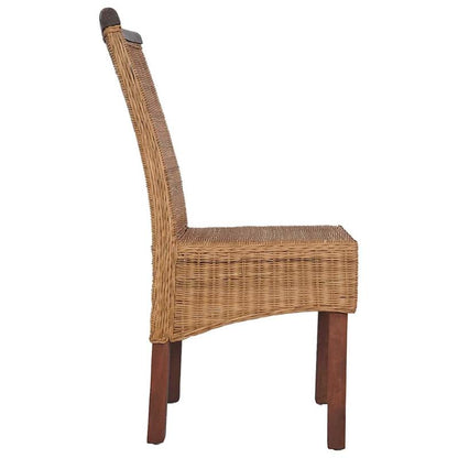 Eetkamerstoelen – Rattan Stoelen – Keukenstoelen – Set Van 2 Stoelen – Bruin – Natuurlijk Rattan – Gemakkelijk Schoon Te Maken – Stevige Rugleuning