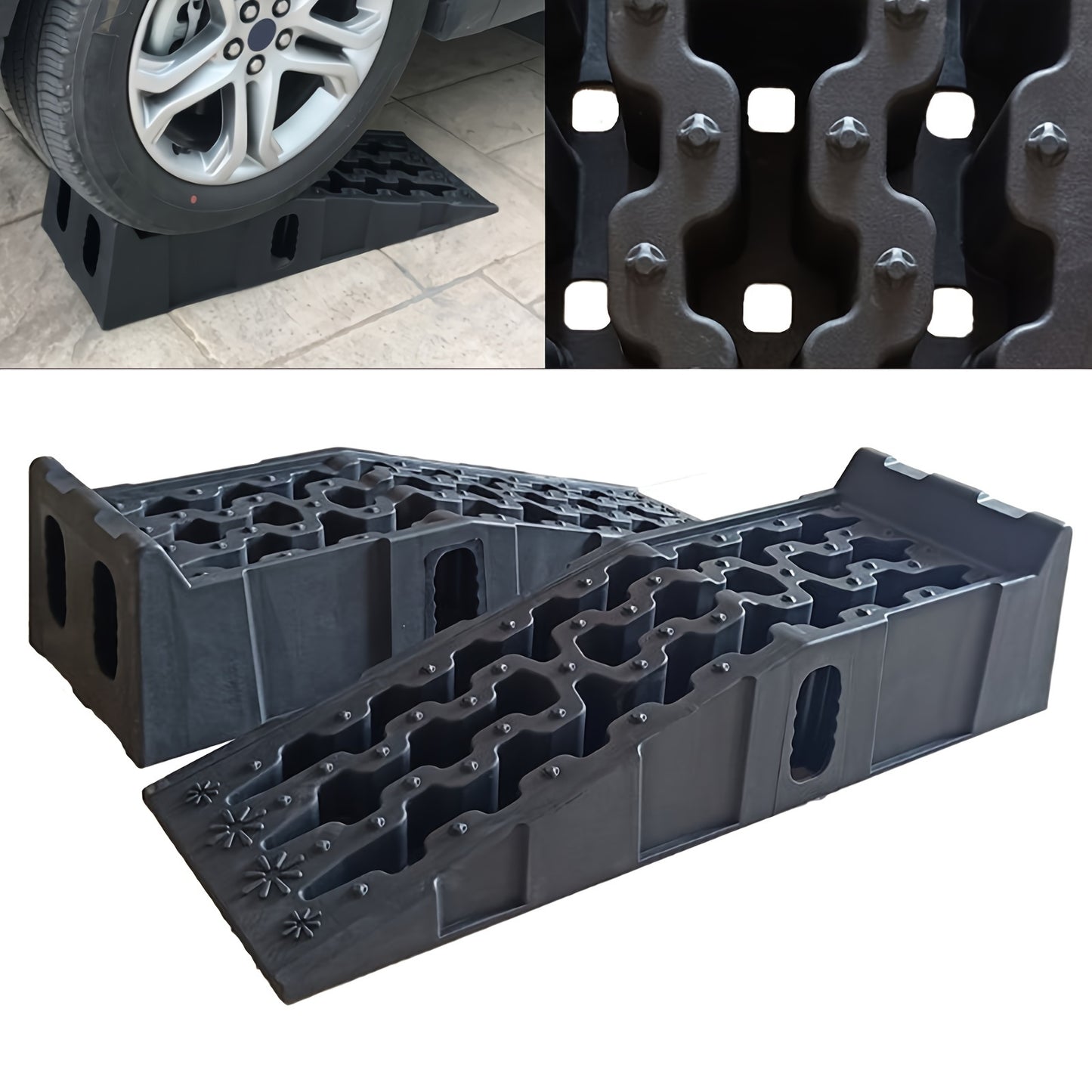 Oplaadbruggen – Oprijbrug – Oprijplaten – Drempelbrug – Autoliften – Antislip Plastic – Belastbaar Tot 7257 kg – Hefhoogte 17 cm