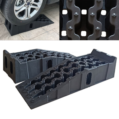 Oplaadbruggen – Oprijbrug – Oprijplaten – Drempelbrug – Autoliften – Antislip Plastic – Belastbaar Tot 7257 kg – Hefhoogte 17 cm