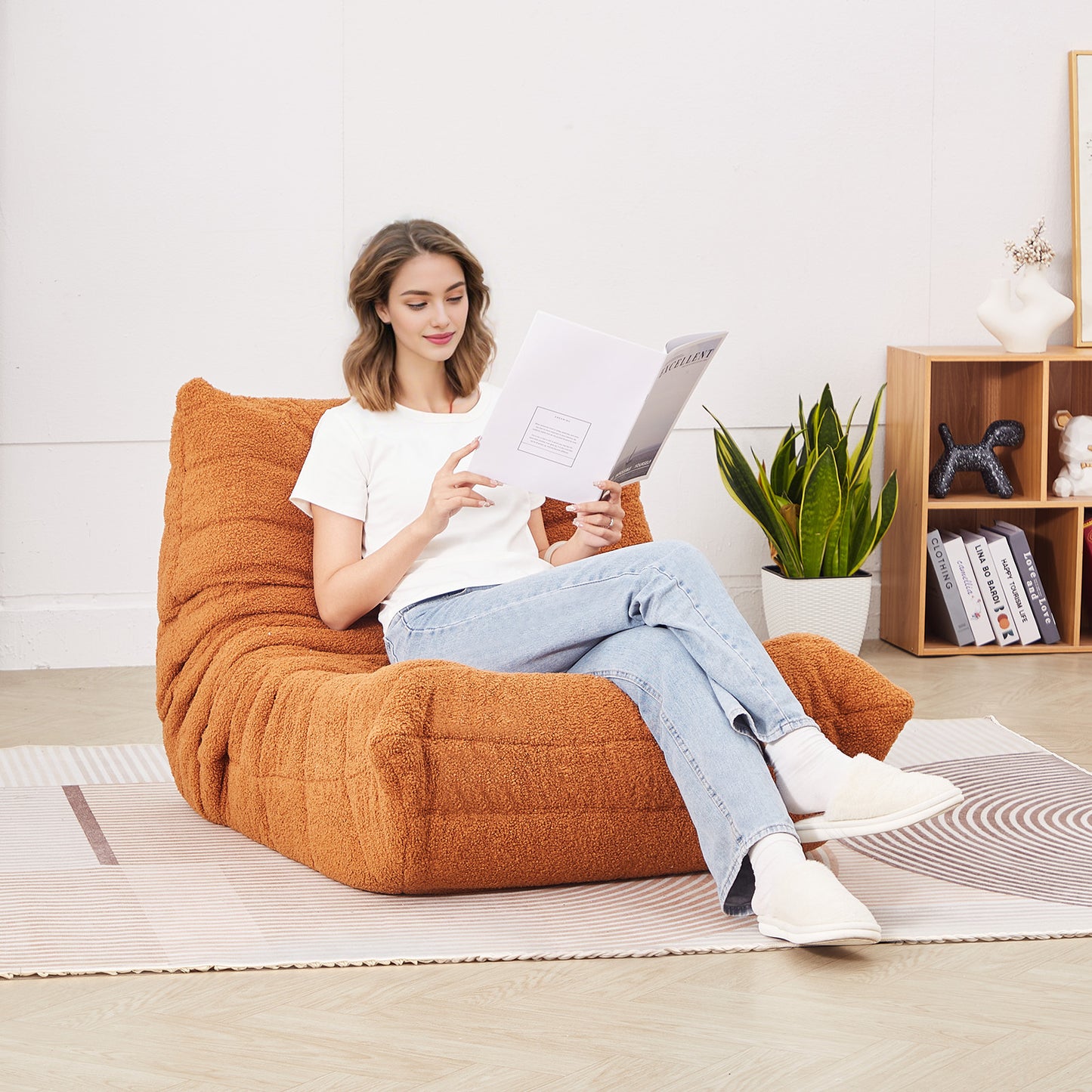 Zitzak – Zitzakstoel – Bean Bag – Loungestoel – Fauteuil – Teddy Fleece – Ergonomisch Design – Bruin