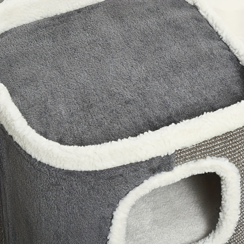 Krabpaal – Krabmeubel – Kattenkrabpaal – Kattenhuis – Krabplank – Grijs – Hoogwaardig Karton – Multi-hole Ontwerp