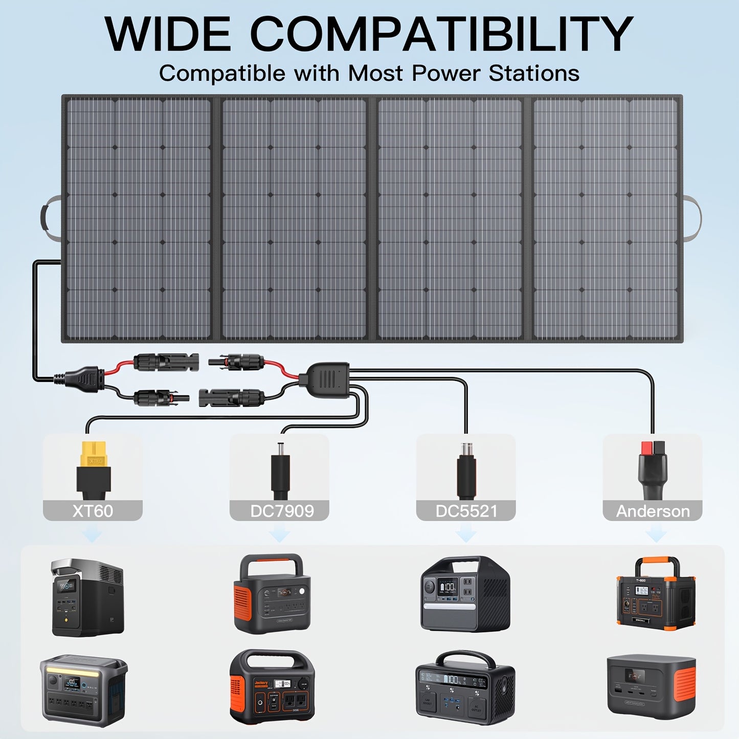 Zonnepaneel – Solar Panel – Zonne-energiepaneel – Opvouwbaar Zonnepaneel – Monokristallijn Zonnepaneel – 400W Vermogen – 23,5% Efficiëntie – Onderhoudsvrij – Verstelbare Beugel – MC4 Aansluiting