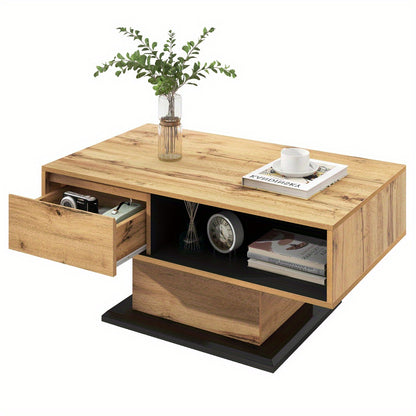 Modern Coffee Table with Handleless Drawer - Extra Large Living Room & Office Center Table, Heavy-Duty Metal Construction, Space-Saving Design for Small Spaces, Easy Assembly Required - Ideal for Apartments, Houses, Home Offi