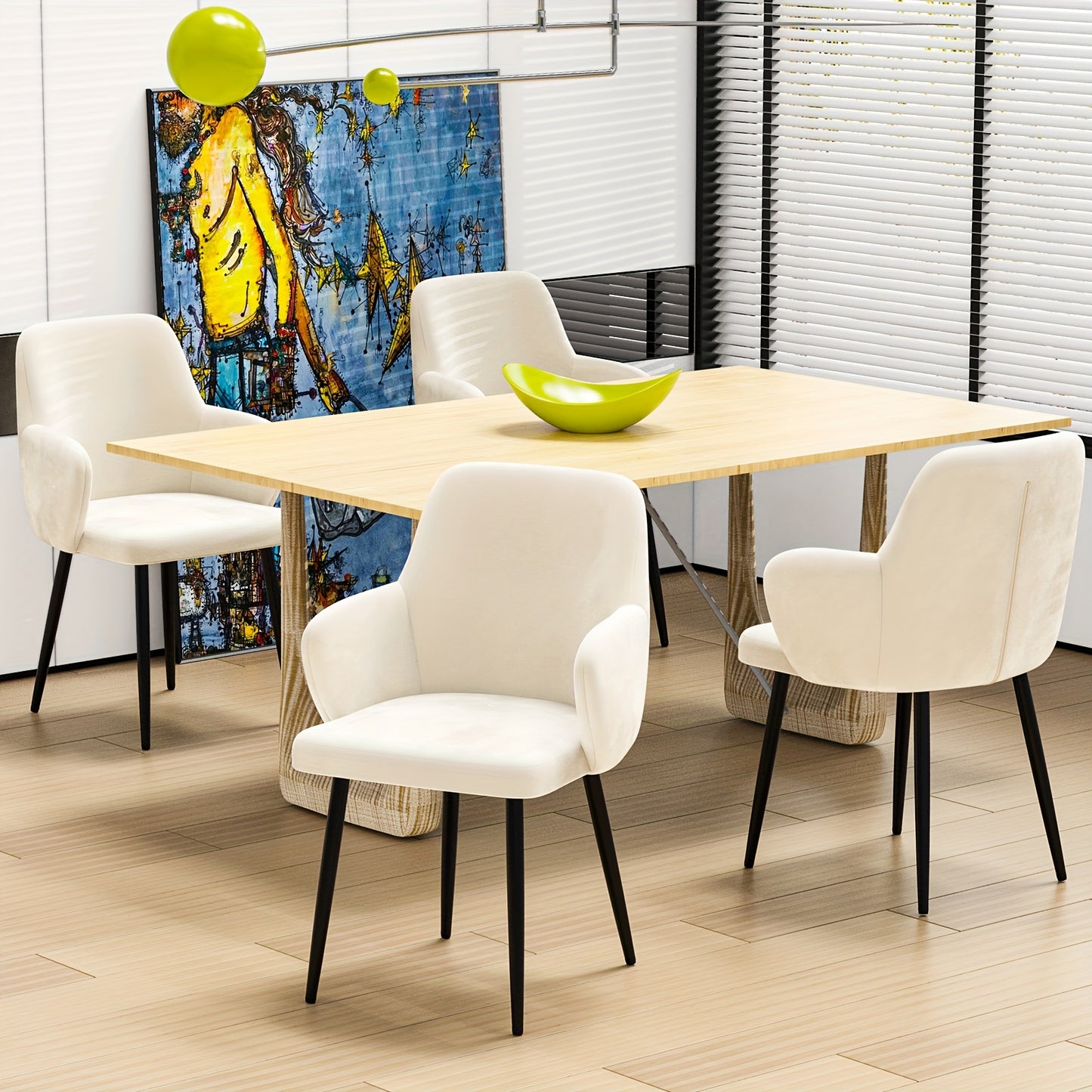 Eetkamerstoel – Stoel – Kuipstoel – Keukenstoel – Eettafelstoel – Set van 2 – Velvet Bekleding – Metalen Onderstel – Brede Rugleuning – Wit