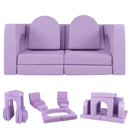 Speelhuisje – Speelbank – Speeltoestel – Kindertent – Speelhuis – 8-delige Modulaire Set – Wasbare Ademend Stof Covers