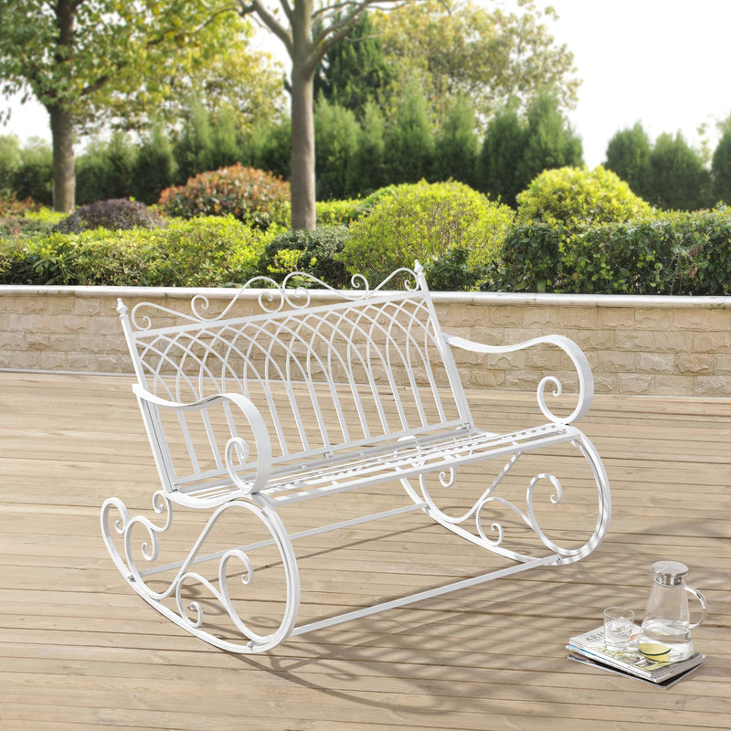 Tuinbankje – Schommelbank – Buitenbank – Balkonbank – Tweepersoonsbank – Metaal – Weerbestendig – 85x113x95 cm – Belastbaar tot 200 kg
