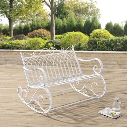 Tuinbankje – Schommelbank – Buitenbank – Balkonbank – Tweepersoonsbank – Metaal – Weerbestendig – 85x113x95 cm – Belastbaar tot 200 kg