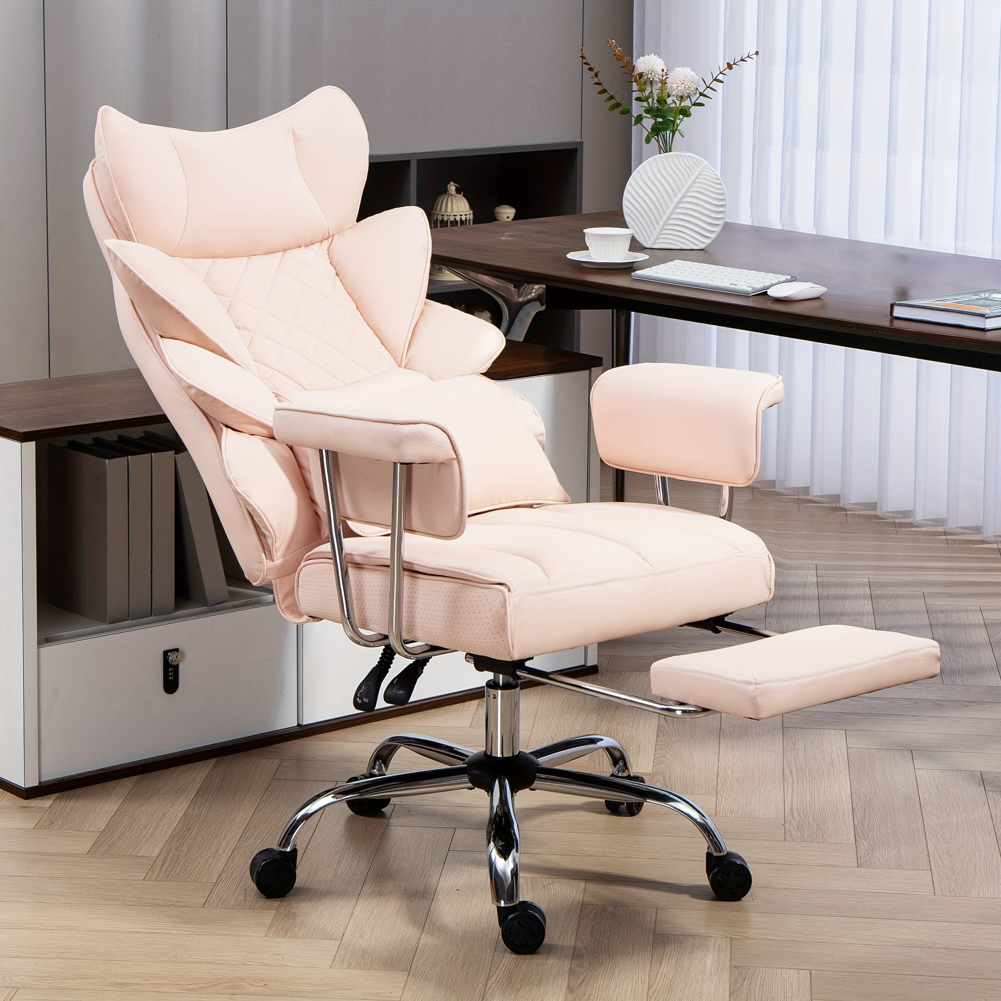 Ergonomische Bureaustoel – Werkstoel – Gamestoel – Bureaustoel Met Lendensteun – Verstelbare Armleuningen – Geïntegreerde Voetensteun – Robuust Metalen Frame - Groen - QUORE