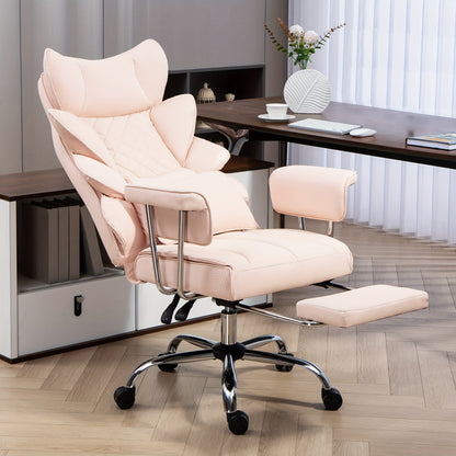 Ergonomische Bureaustoel – Werkstoel – Gamestoel – Bureaustoel Met Lendensteun – Verstelbare Armleuningen – Geïntegreerde Voetensteun – Robuust Metalen Frame - Groen - QUORE