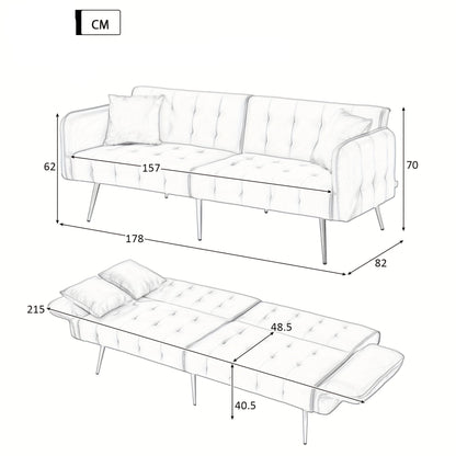 Bankbed – Slaapbank – Bedbank – Sofa – Logeerbed – Modern Wit – Verstelbare Rugleuning & Armleuningen – Handmatige Bediening Zonder Elektriciteit