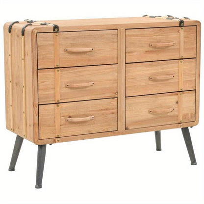 Ladekast – Opbergkast – Dressoir – Ladenkast – Kast Bruin – Massief Vurenhout – Compacte Afmetingen 91x35x73 cm