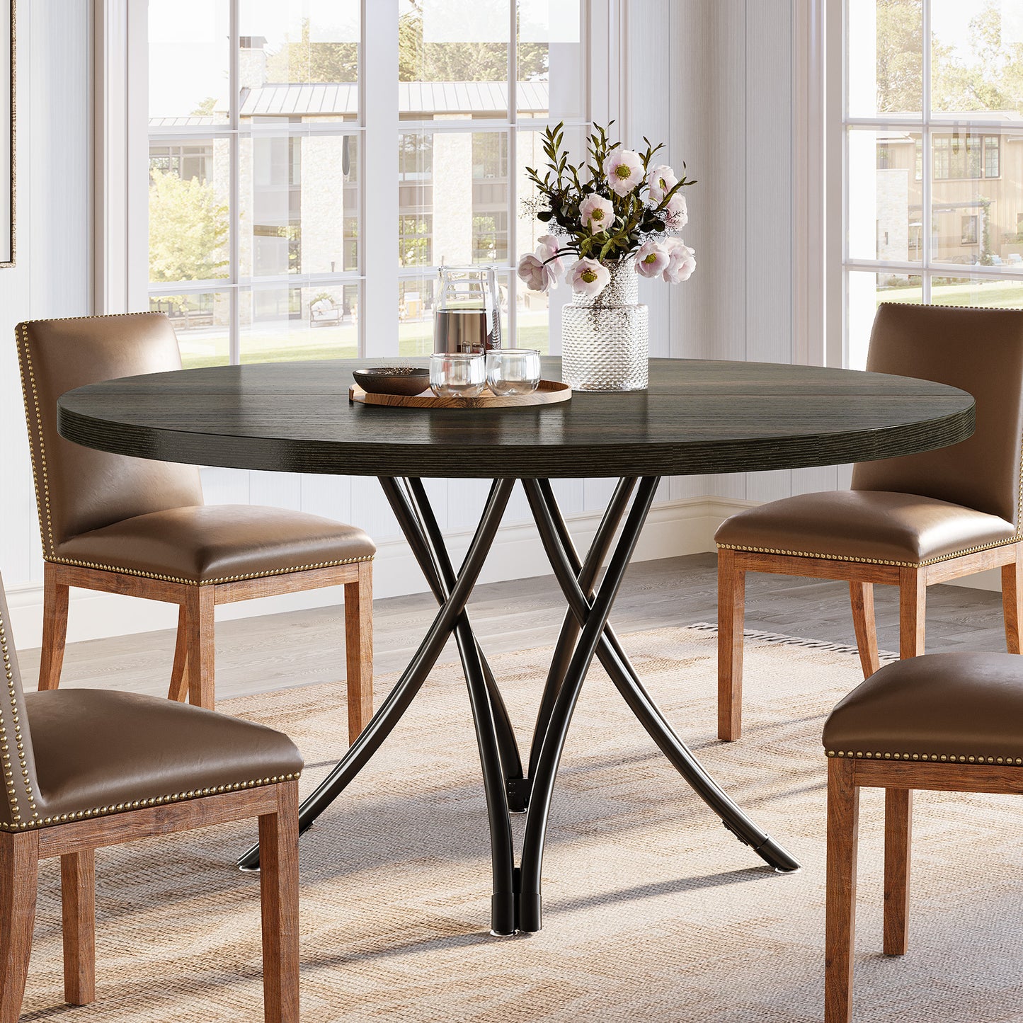 Console Tafel – Sidetable – Haltafel – Wandtafel – Opbergmeubel – Rustiek Industrieel Design – Eiken Grijs Afgewerkt Hout – Geometrisch Metalen Frame – Max. 99,79 KG Belasting – Eenvoudige Montage