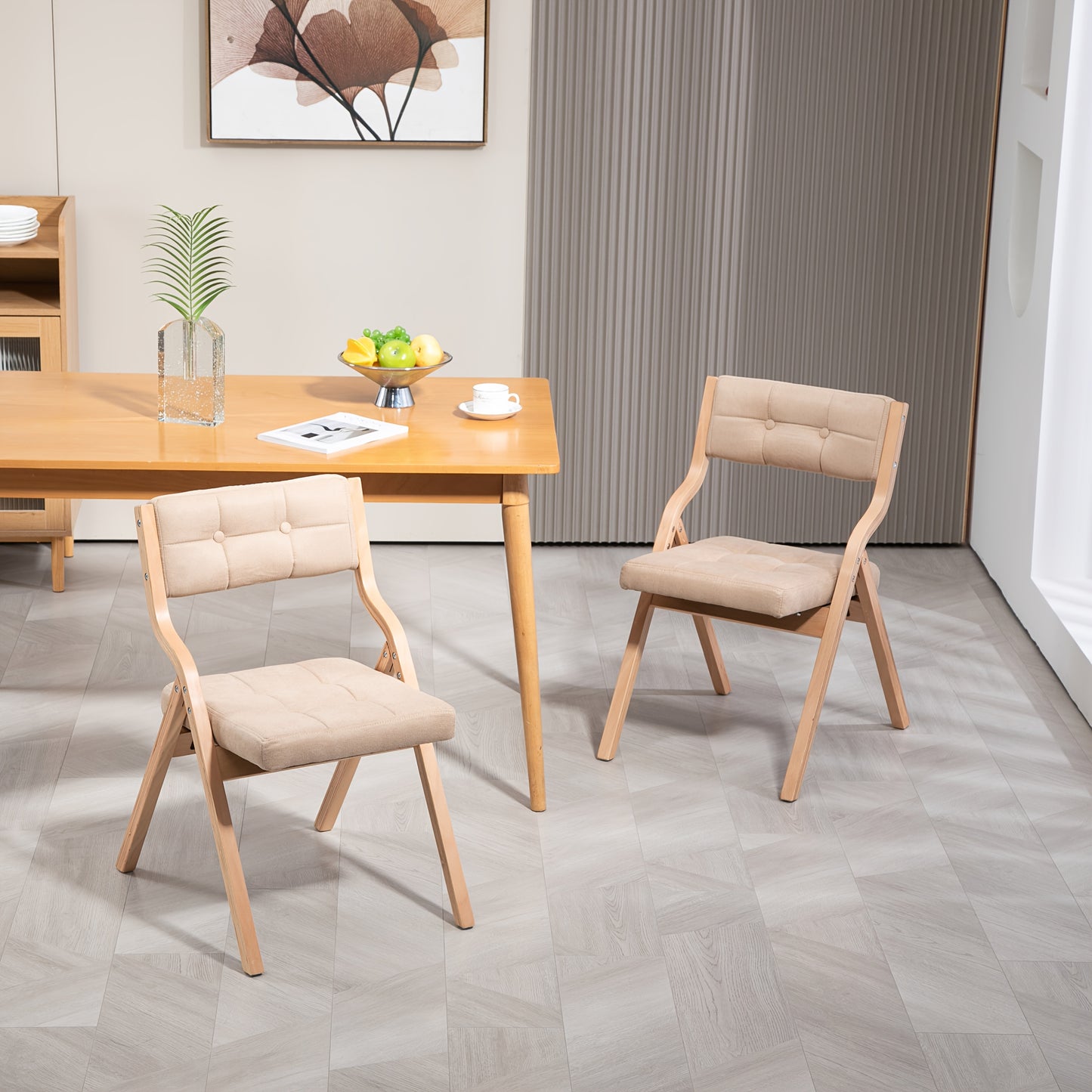 Houten Inklapbare Stoelen – Klapstoel – Vouwstoel – Extra Zitplaats – Zitstoel – Hardhout – Zacht Kussen – Compact Opvouwbaar