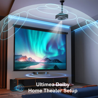 Home Cinema Systeem – Thuisbioscoop Set – Soundbar Met Subwoofer – Projector – Dolby Atmos 2.1 Kanaals – 190W Bass – 700 ANSI Lumen Met Automatische Focus