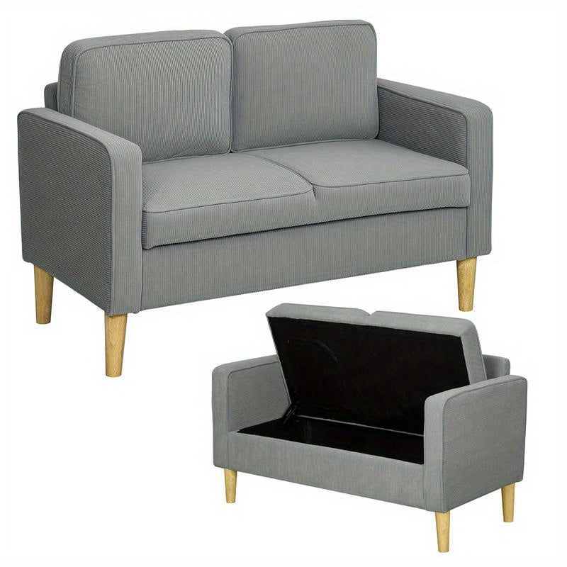 2-Zitsbank – Slaapbank – Loveseat – Bank Met Opbergruimte – Futonbank – Compact Design – Massief Houten Poten – Dik Schuim