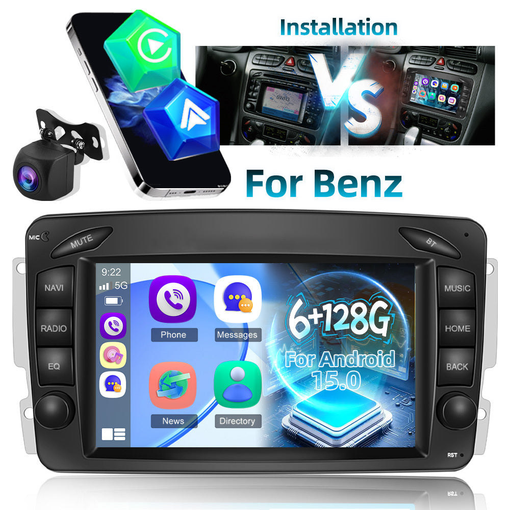 Android Auto Autoradio – Multimedia Speler – Touchscreen Radio – Carplay Systeem – 7 Inch HD Scherm – 6GB RAM 128GB Opslag – Wireless CarPlay & Achteruitrijcamera