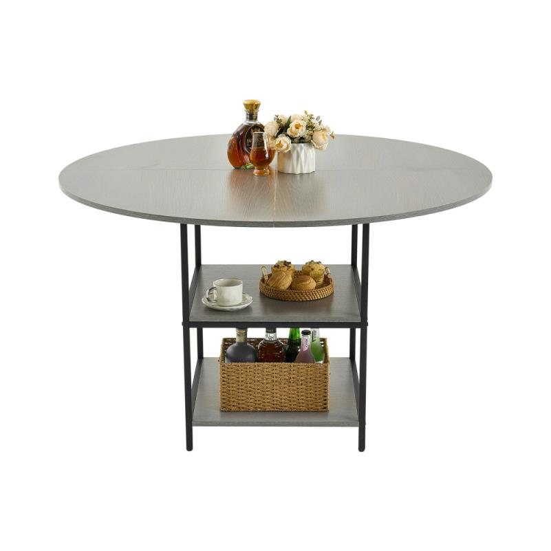 Ronde Eettafel – Houten Tafel – Compacte Eettafel – Keukentafel – Ronde Tafel – Diameter 119 cm – MDF Met Houten Look