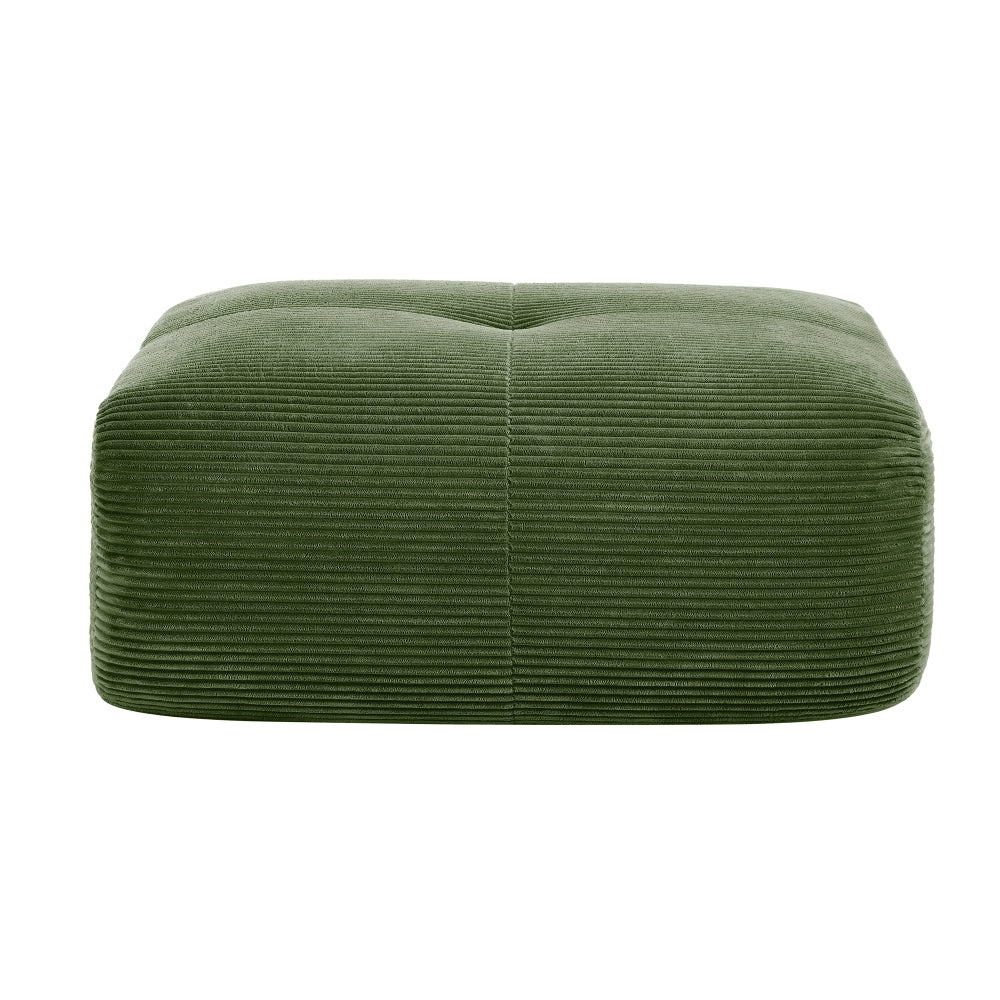 Hamlet Footstool - Green Rope Fabric Ottoman with Sturdy Metal Frame, Soft Cushioned Top & Durable Rope Upholstery - Versatile Footrest, Extra Seating or Accent Chair for Living Room, Bedroom, Entryway - Modern Minimalist Des
