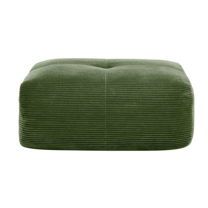 Hamlet Footstool - Green Rope Fabric Ottoman with Sturdy Metal Frame, Soft Cushioned Top & Durable Rope Upholstery - Versatile Footrest, Extra Seating or Accent Chair for Living Room, Bedroom, Entryway - Modern Minimalist Des