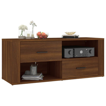 TV Cabinet Brown Oak 100x35x40cm Engineered Wood TV Stand Entertainment Center with Storage, Media Television Table for Living Room Bedroom