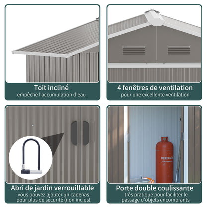 Tuinhuisje – Tuinschuur – Berging – Gereedschapsschuur – Metaal – 1,8 m² Opbergruimte – Gegalvaniseerd Staal – Dubbele Schuifdeuren