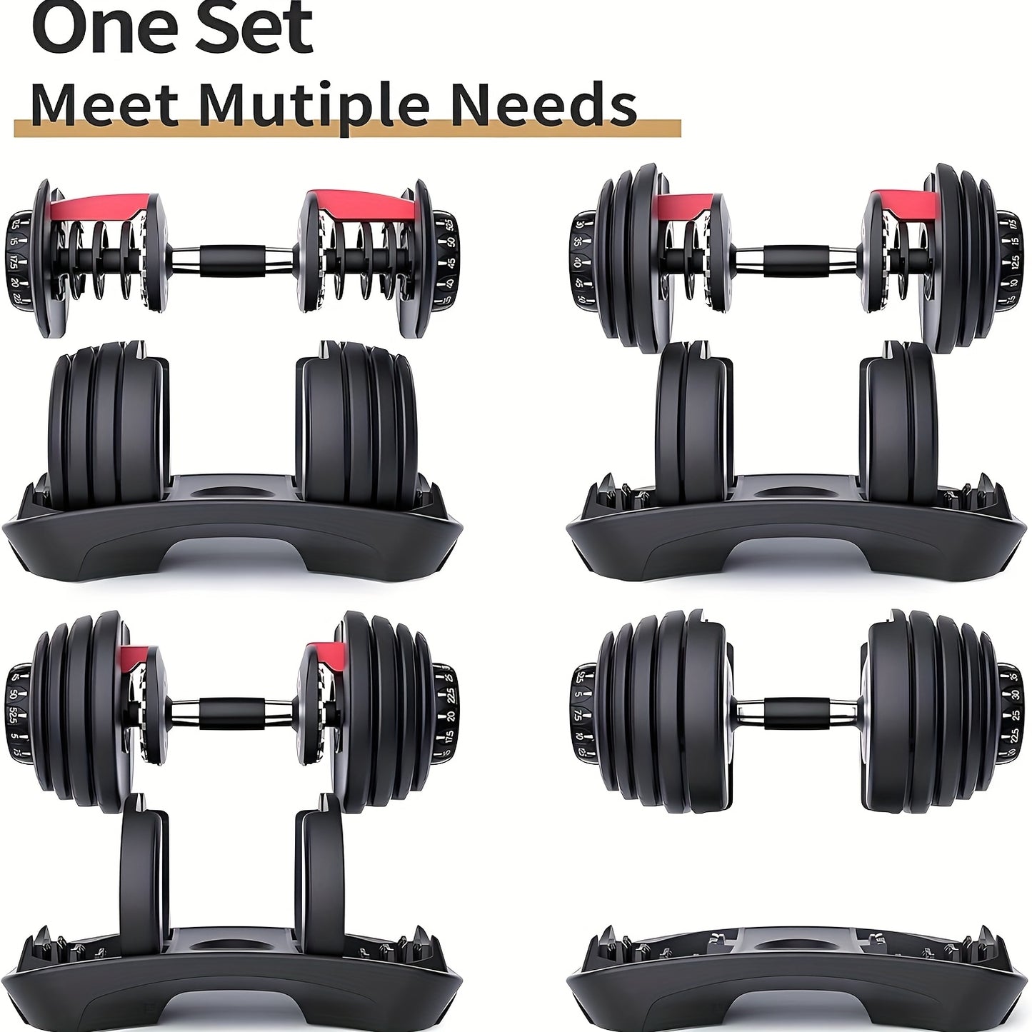 Verstelbare Dumbbell – Halter – Dumbbells – Gewichtenset – Halterset – 24 kg – Snel Verstelbaar – Compact En Ruimtebesparend