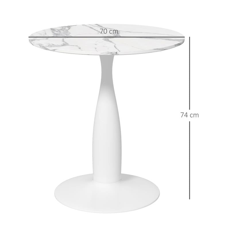Ronde Eettafel – Witte Tafel – Eettafel Rond – Compacte Eettafel – Moderne Tafel – 70x74 cm – Gepoedercoat Stalen Frame – Krasbestendig Melamine Blad