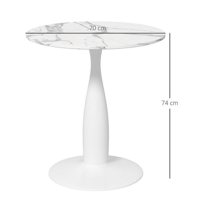 Ronde Eettafel – Witte Tafel – Eettafel Rond – Compacte Eettafel – Moderne Tafel – 70x74 cm – Gepoedercoat Stalen Frame – Krasbestendig Melamine Blad