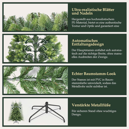 Kerstboom – Kunstkerstboom – Kunstboom – Versierde Boom – Flocked Boom – 210 cm Hoogte – Realistische PE Tips – Met Ingebouwde Verlichting