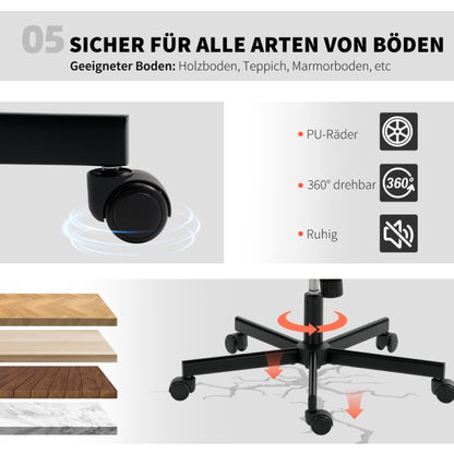 Bureaustoel – Kantoorstoel – Office Chair – Draaistoel – Bureaustoelen – Verstelbaar in Hoogte – Kunstleren Bekleding – Ergonomische Lendensteun – Zonder Armleuningen – Beige – Met Wieltjes – Met Extra Kussen – Met Voetensteun – Stabiel Metalen Onderstel