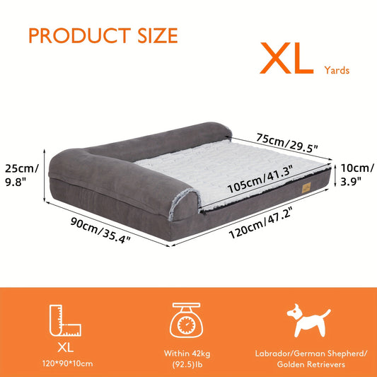 Hondenmand – Hondenbed – Hondenkussen – Dierenmand – Ligbed – L-Formaat – Orthopedisch Schuim – Afneembare Pluche Hoes