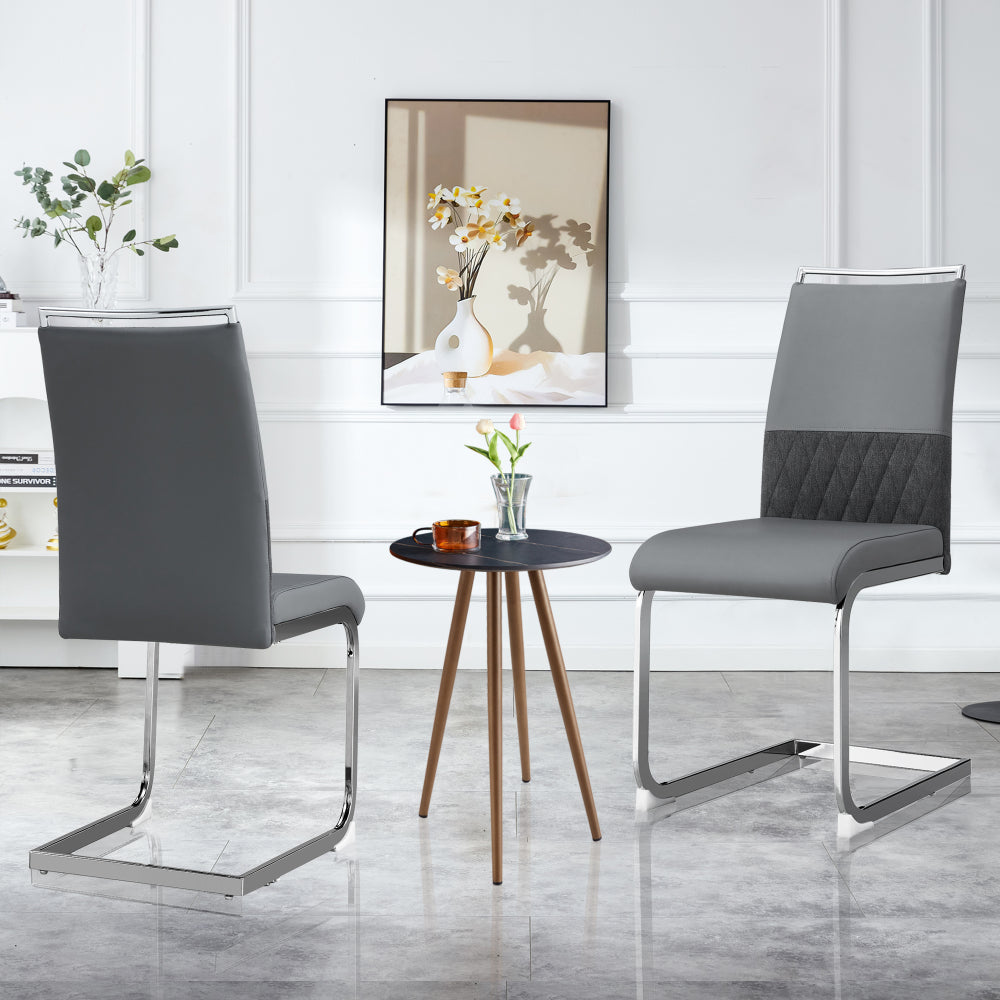 Moderne Eetkamerstoelen – Eetkamerstoelen Set – Stoelen Keuken – Stoelen Met Hoge Rugleuning – PU Kunstleer Linnen Bekleding – Hoog Comfort – Stevige Metalen Poot