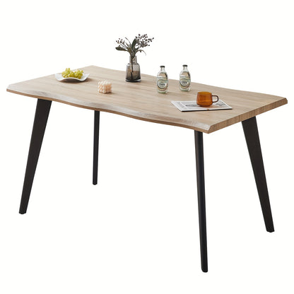 Wavy Eettafel – Eettafel Modern – Tafel Houten – Design Tafel – Ruime Tafel – 140x80x75 cm – Goud Metalen Poten & Duurzaam Houten Blad