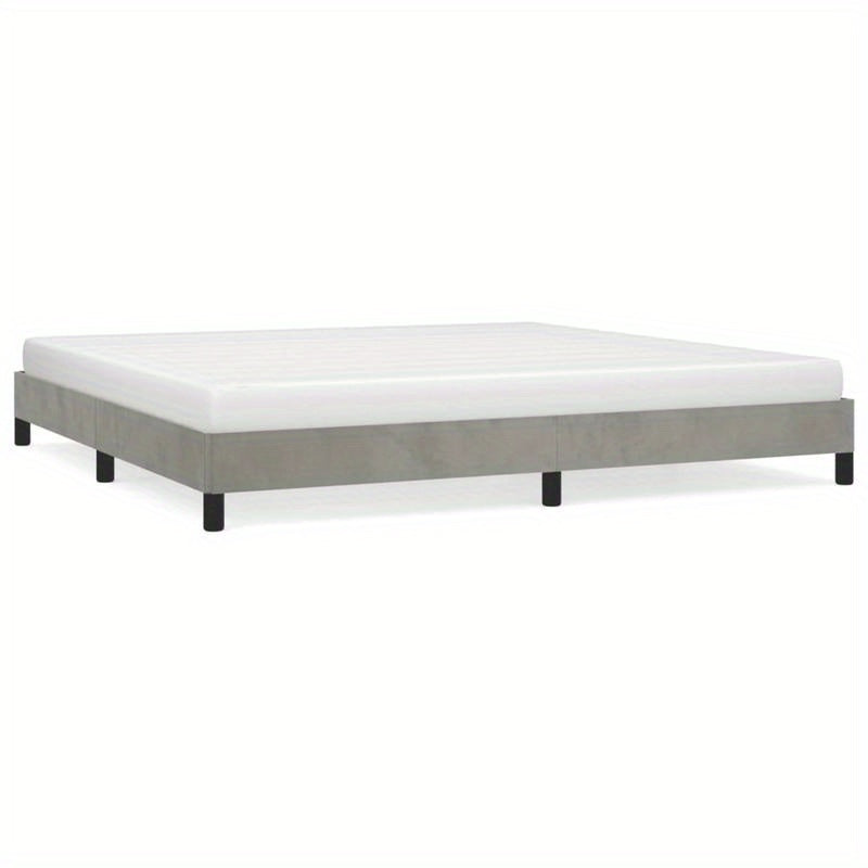 Modern Minimalist Bed Frame - Light Grey/Neutral Beige, Easy Assembly, Sturdy Wooden Platform Bed, No Box Spring Needed, Space-Saving Design for Small Rooms, Apartments, Guest Rooms - Mattress Not Included, Apartment Furnitur