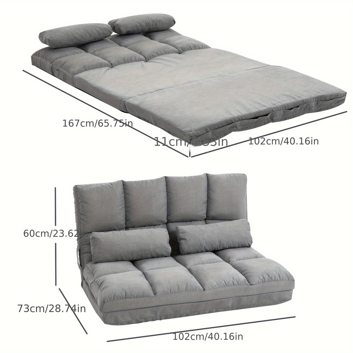 Vloerstoel – Zitzak – Lounge Stoel – Fauteuil – Relax Stoel – Verstelbaar In 3 Posities – Luxe Grijs Velvet Met Stalen Frame – 102x73x60 cm