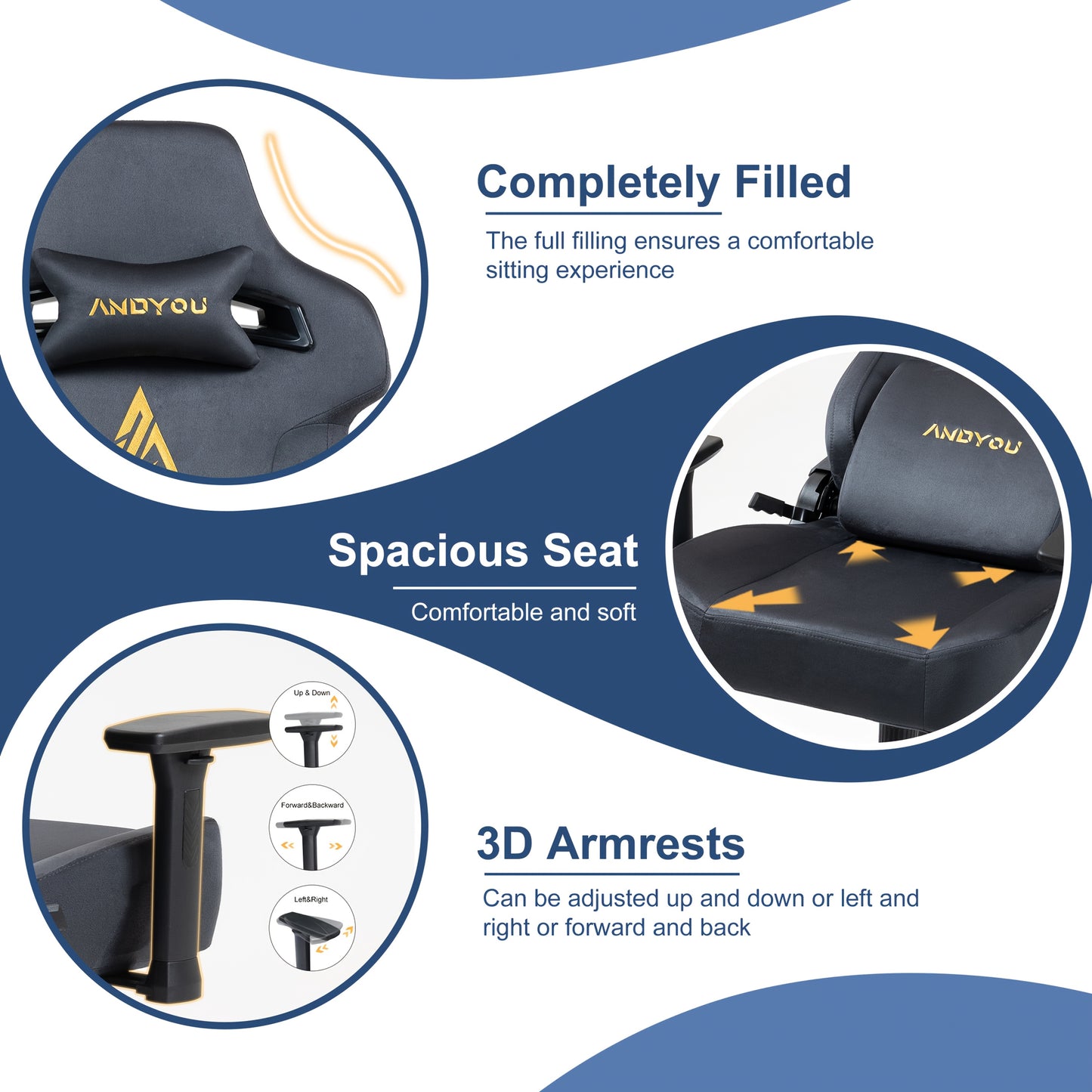 Bureaustoel – Kantoorstoel – Gamingstoel – Draaistoel – Bureaustoel Met 3D Armleuningen – Ergonomisch Met Memory Foam – 220 kg Draagkracht – 12° Kantelbaar – Zwart