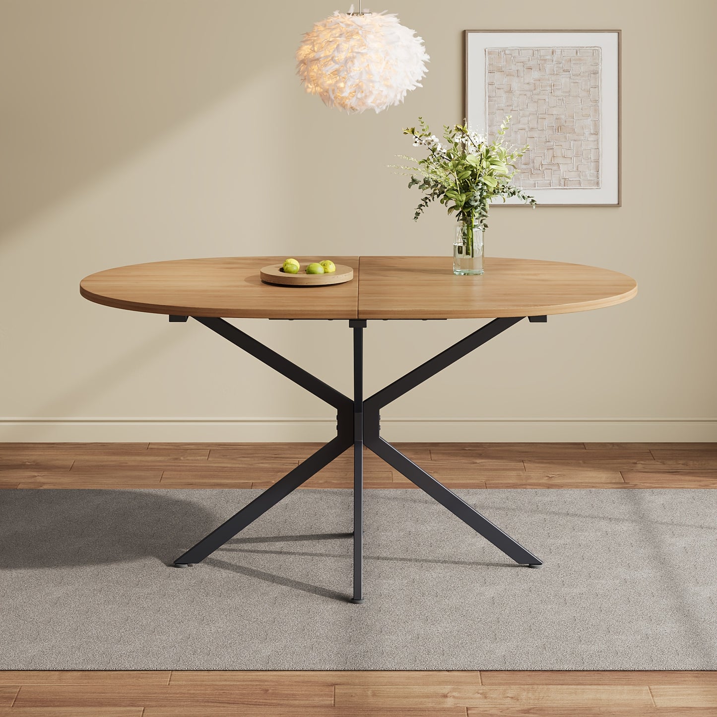 Modern Minimalist Dining Table - Oval Shape Seats 4-6 People, Sturdy Metal Legs, Space-Saving Design for Small Dining Rooms & Open Layouts, Easy Assembly Required - Ideal for Modern Homes & Apartments