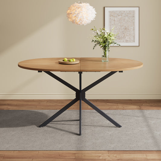 Modern Minimalist Dining Table - Oval Shape Seats 4-6 People, Sturdy Metal Legs, Space-Saving Design for Small Dining Rooms & Open Layouts, Easy Assembly Required - Ideal for Modern Homes & Apartments