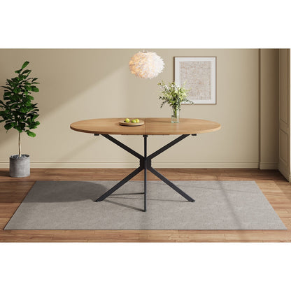 BTM Modern Dining Table 120 x 80 x 75.5 cm Oval Dining Table with Metal Legs, for 4-6 People, Sturdy Kitchen Table