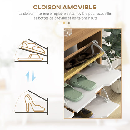 Schoenenkast – Schoenenrek – Schoenenopberger – Schoenenmeubel – Schoenentoren – 16 Paar Schoenen – Verstelbare Legplanken – Natuurlijk Hout – Smal Hoog Model